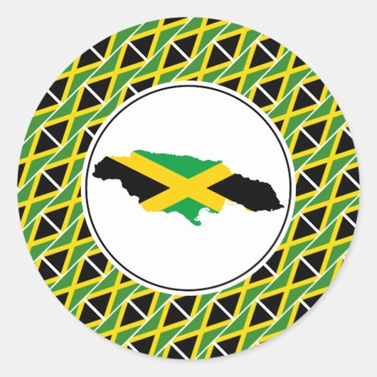 JAMAICA FLAG Jamaicaanse Kaart Stijlvol Patriottis Ronde Sticker (Voorkant)