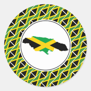 JAMAICA FLAG Jamaicaanse Kaart Stijlvol Patriottis Ronde Sticker