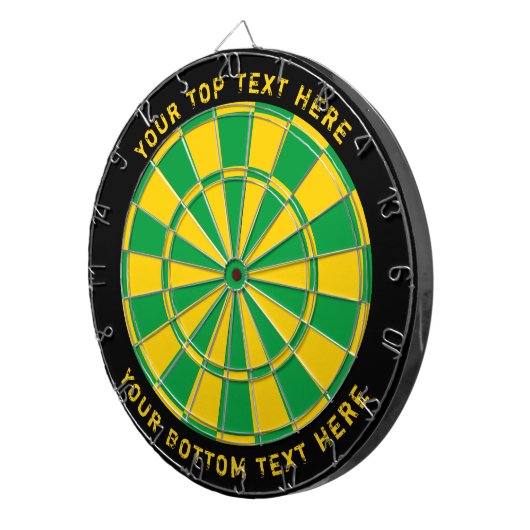 Jamaica Flag Kleuren Dartbord met aangepaste tekst (Voorkant Rechts)