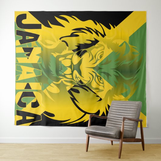 Jamaica Flag Lion Judah Tapestry Design Wandkleed (In Situ (horizontaal))
