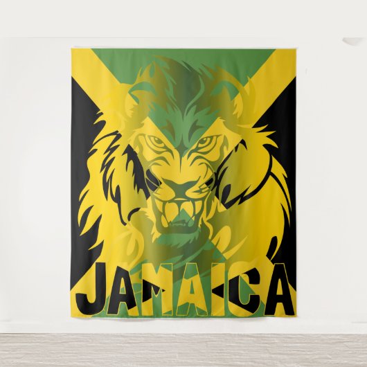 Jamaica Flag Lion Judah Tapestry Design Wandkleed (Voorkant)