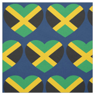 Jamaica Flag Love Heart Pattern Stof