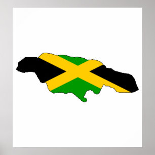 Jamaica Flag Map op volledige grootte Poster