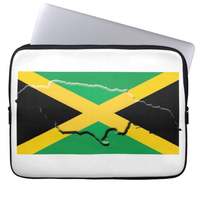 JAMAICA Flag Map Patriotic Computer Laptop Sleeve (Voorkant)