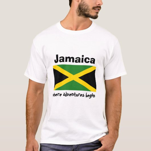 Jamaica Flag + Map + Tekst T-Shirt (Voorkant)
