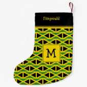 JAMAICA Flag Monogram Aangepaste tekst GEEL Kleine Kerstsok (Achterkant)