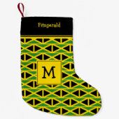 JAMAICA Flag Monogram Aangepaste tekst GEEL Kleine Kerstsok (Voorkant)