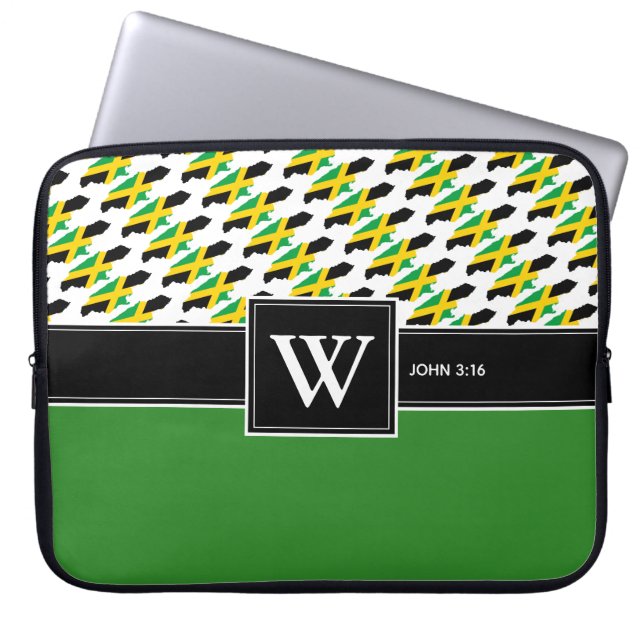 JAMAICA FLAG Monogram Christelijke Scriptlaptop Laptop Sleeve (Voorkant)