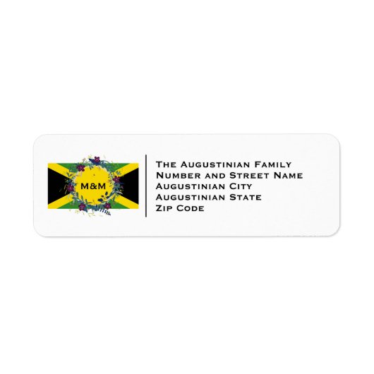 Jamaica Flag Monogram Wedding Return Address Etiket (Voorkant)