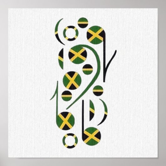 Jamaica Flag Musical Notes Poster (Voorkant)