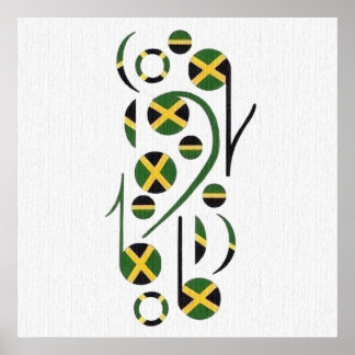 Jamaica Flag Musical Notes Poster