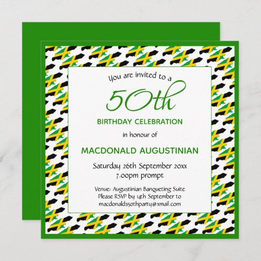 JAMAICA FLAG Patriotic Personalized 50th Birthday Kaart (Voorkant / Achterkant)