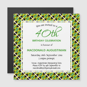JAMAICA FLAG Personalized 40th Birthday Magnetische Uitnodiging