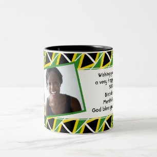 JAMAICA FLAG Photo Template Voeg Jouw tekst toe Tweekleurige Koffiemok