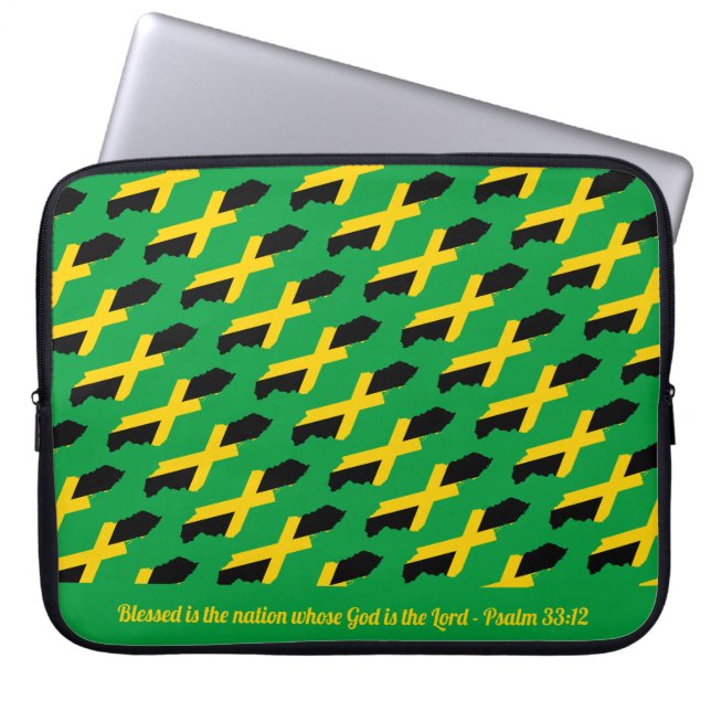 JAMAICA FLAG  ScriptGROEN Laptop Sleeve (Voorkant)