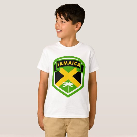 Jamaica Flag Shield Style T-shirt (Voorkant volledig)