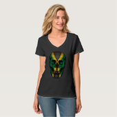 Jamaica Flag Skull Jamaican Roots Proud Patriotic T-shirt (Voorkant volledig)
