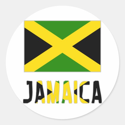 Jamaica Flag & Word Ronde Sticker (Voorkant)
