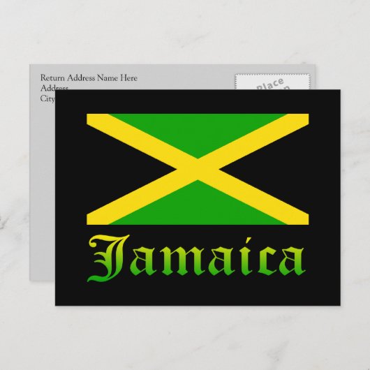 Jamaica Flag, zwart, groen en geel Briefkaart (Voorkant / Achterkant)