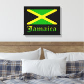 Jamaica Flag, zwart, groen en geel Canvas Afdruk (Insitu (Slaapkamer))