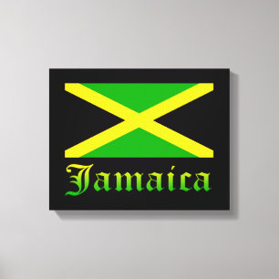 Jamaica Flag, zwart, groen en geel Canvas Afdruk