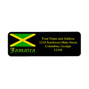 Jamaica Flag, zwart, groen en geel Etiket