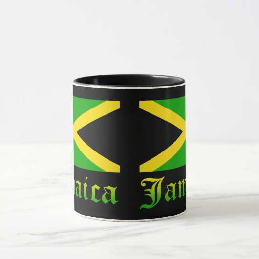 Jamaica Flag, zwart, groen en geel Mok (Midden)