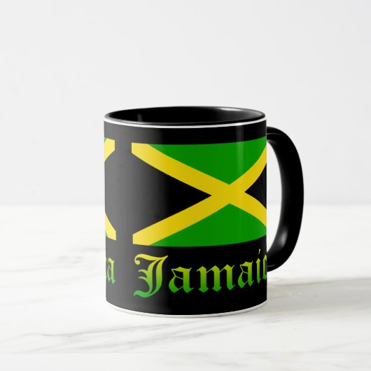 Jamaica Flag, zwart, groen en geel Mok (Voorkant rechts)