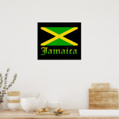 Jamaica Flag, zwart, groen en geel Poster (Keuken)