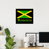 Jamaica Flag, zwart, groen en geel Poster (Thuiskantoor)