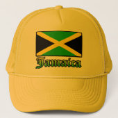 Jamaica Flag, zwart, groen en geel Trucker Pet (Voorkant)