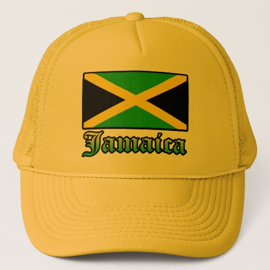 Jamaica Flag, zwart, groen en geel Trucker Pet (Voorkant)