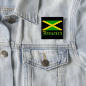 Jamaica Flag, zwart, groen en geel Vierkante Button 5,1 Cm (In situ)