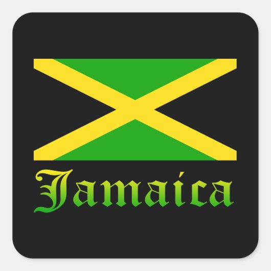 Jamaica Flag, zwart, groen en geel Vierkante Sticker (Voorkant)