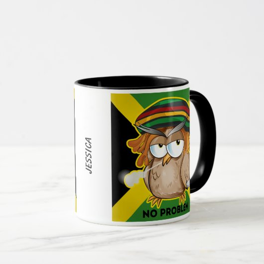 Jamaica Funny Rasta Smoking Owl  naam Mok (Voorkant rechts)