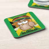 Jamaica Geen probleem Grappige Uil Bier Onderzetter (Linkerzijde)