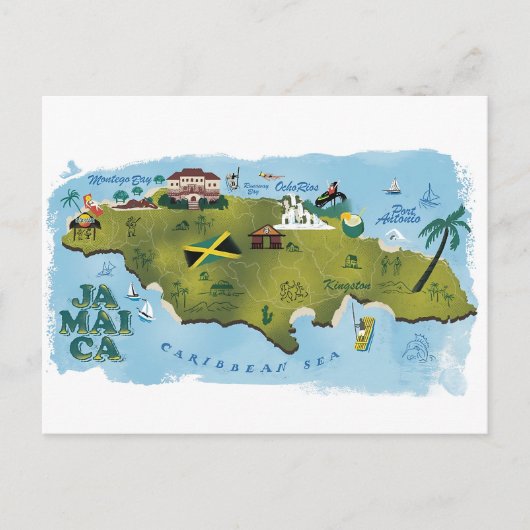 Jamaica Geïllustreerde kaart (Voorkant)