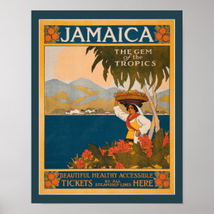 Jamaica Gem of The Tropics 1910 Nouveau Reizen Poster