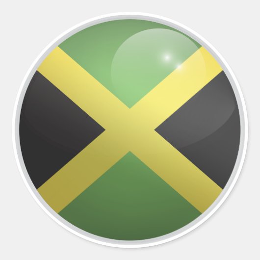 Jamaica Glossy Circle Flag Ronde Sticker (Voorkant)