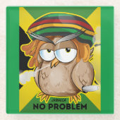 Jamaica Grappige Rasta Roken Uil Glazen Onderzetter (Voorkant)