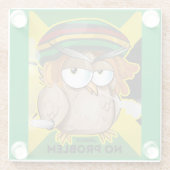 Jamaica Grappige Rasta Roken Uil Glazen Onderzetter (Achterkant)