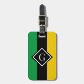 Jamaica Green Black en Gold Jamaicaans Initiaal Bagagelabel (Voorkant verticaal)