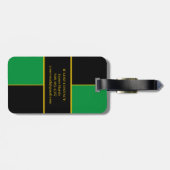 Jamaica Green Black & Gold Color Block Jamaican Bagagelabel (Achterkant horizontaal)