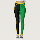 Jamaica Green Black & Gold Jamaican Color Block Leggings (Voorkant)