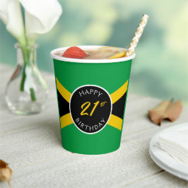 Jamaica Green Black & Gold Jamaican Flag Birthday Papieren Bekers