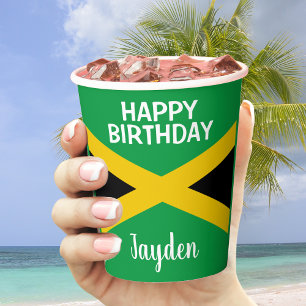 Jamaica Green Black & Gold Jamaican Flag Birthday Papieren Bekers