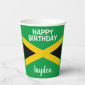 Jamaica Green Black & Gold Jamaican Flag Birthday Papieren Bekers (Achterkant)