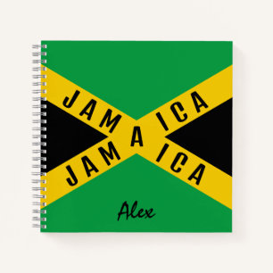 Jamaica Green Black & Gold Jamaican Flag Name Notitieboek