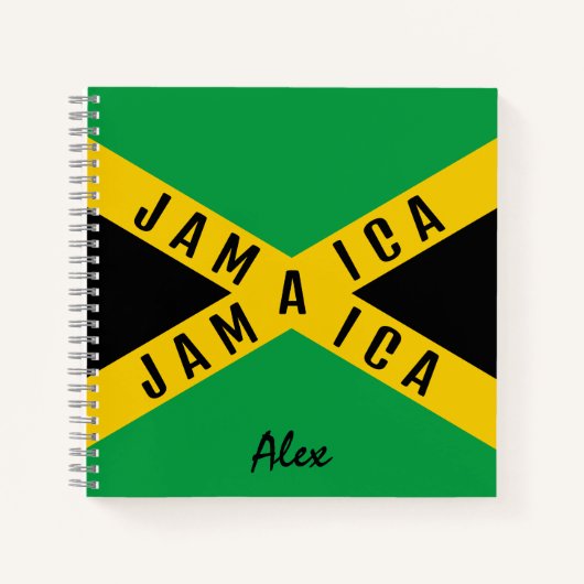 Jamaica Green Black & Gold Jamaican Flag Name Notitieboek (Voorkant)