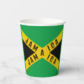 Jamaica Green Black & Gold Jamaican Flag Papieren Bekers (Achterkant)